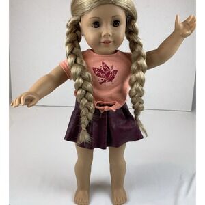 American Girl Doll Tenny Freckles Long Blond Hair Top, Skirt And Backpack Retire